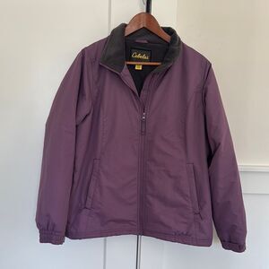 Cabela's Women’s Size L Purple Jacket Warm Fleece Lined Zipper Up Outdoors EUC